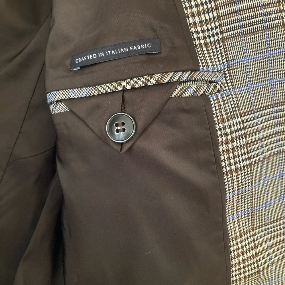 Madewell Italian Wool Fabric Houndstooth Plaid Blazer w/Contrast Felted Collar - Picture 11 of 16